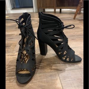 Black lace up heels